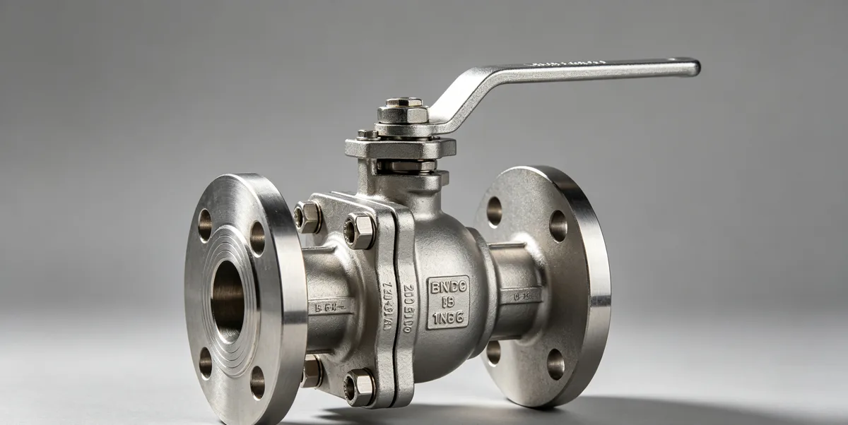 Industrial stainless steel ball valve with lever handle and flanged ends