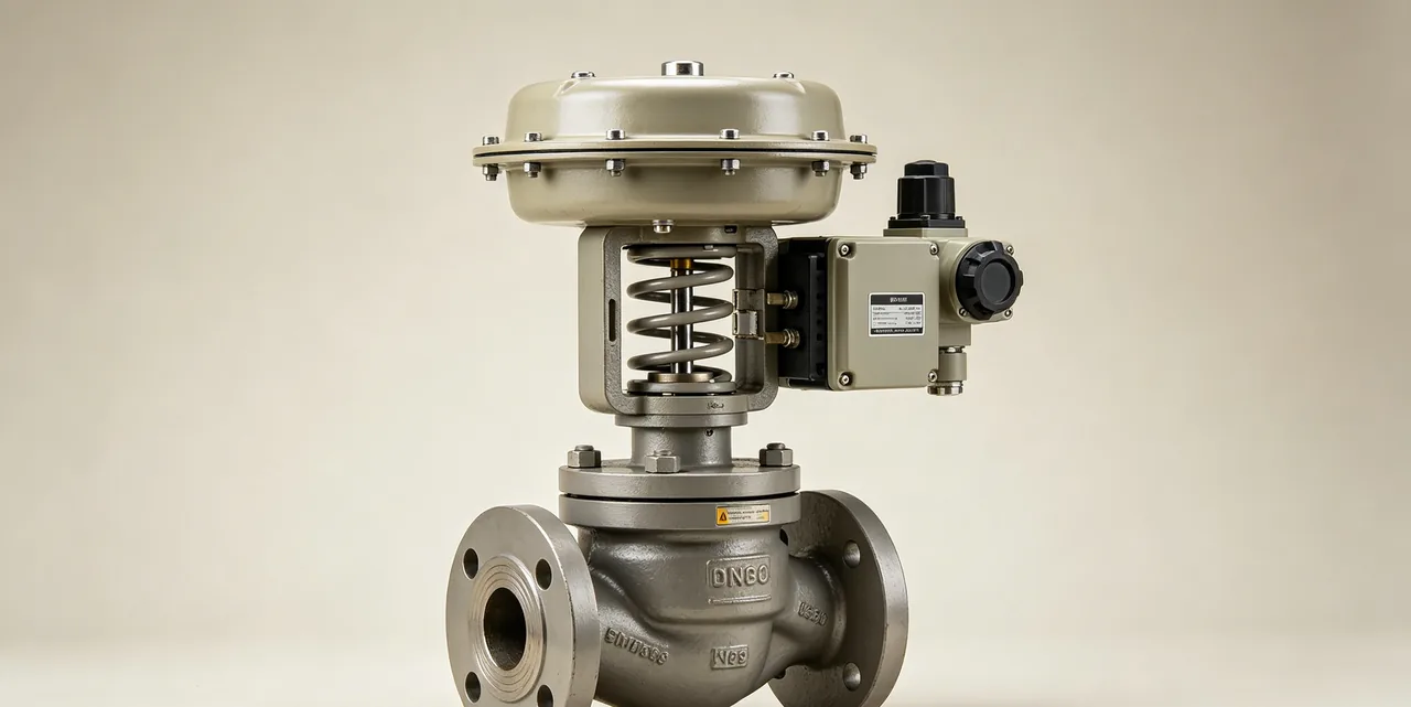 Pneumatic globe control valve with diaphragm actuator and positioner mounted on the yoke